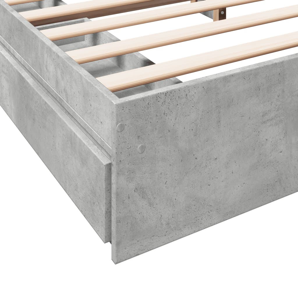 vidaXL Bed Frame with Drawers without Mattress Concrete Grey 180x200 cm Super King