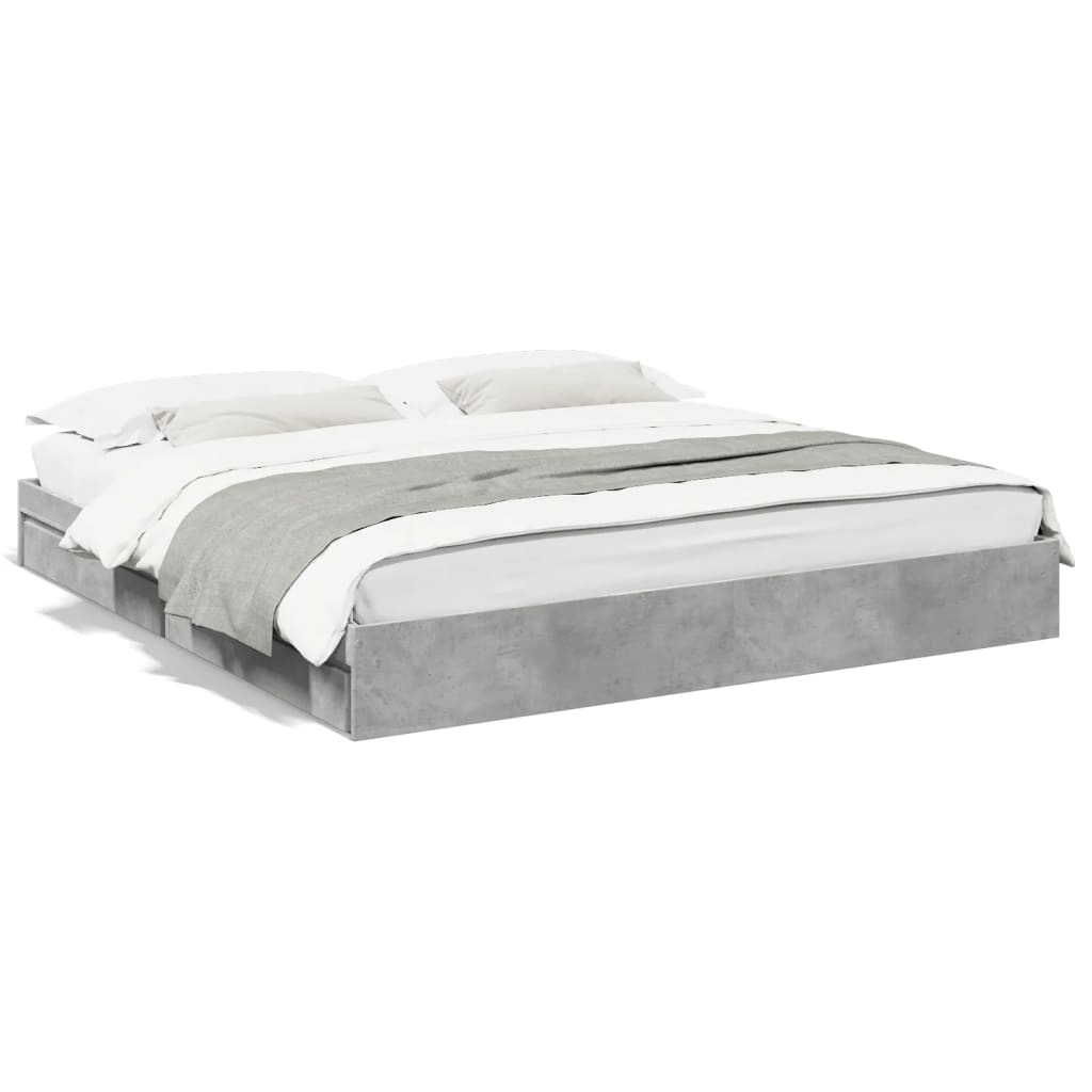 vidaXL Bed Frame with Drawers without Mattress Concrete Grey 180x200 cm Super King