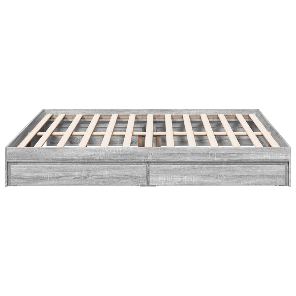 vidaXL Bed Frame with Drawers without Mattress Grey Sonoma 180x200 cm Super King