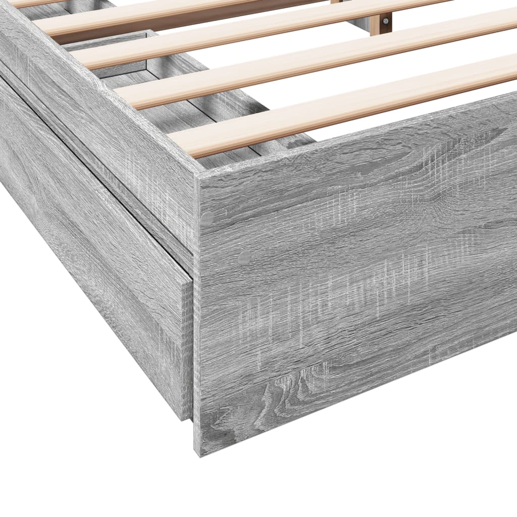 vidaXL Bed Frame with Drawers without Mattress Grey Sonoma 180x200 cm Super King