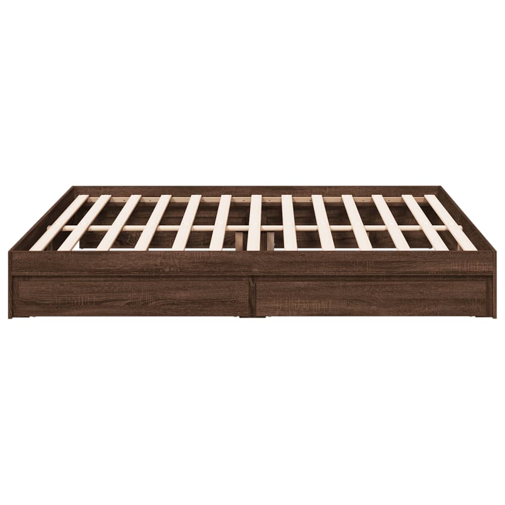 vidaXL Bed Frame with Drawers without Mattress Brown Oak 180x200 cm Super King