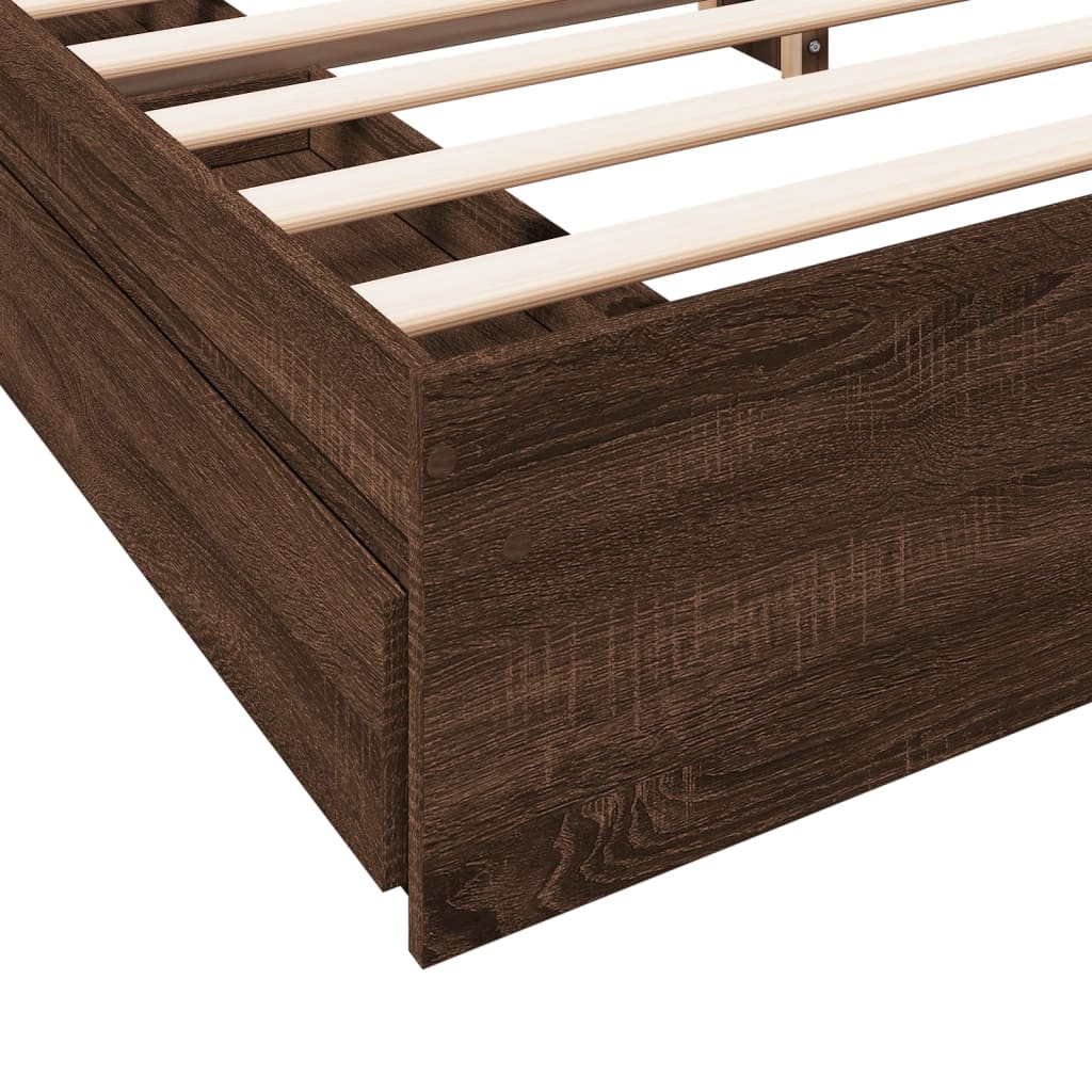 vidaXL Bed Frame with Drawers without Mattress Brown Oak 180x200 cm Super King