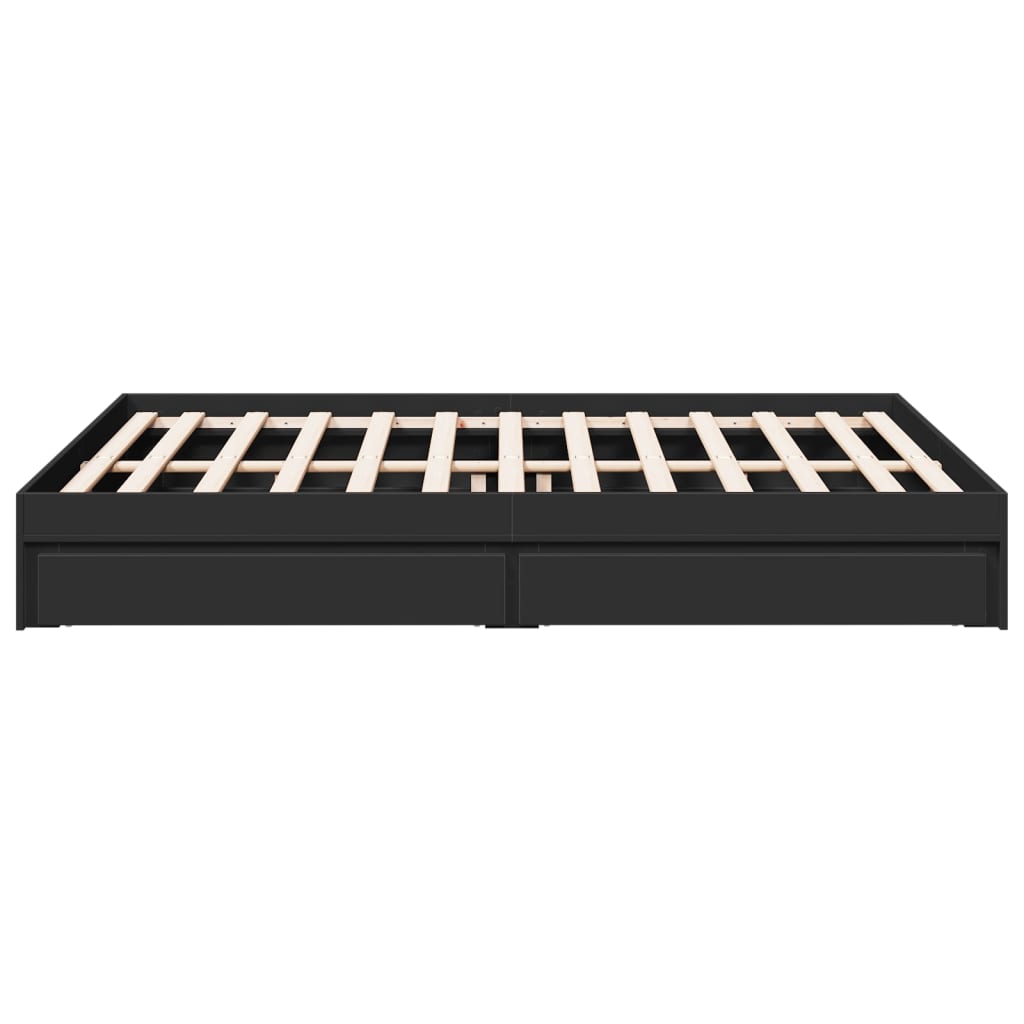 vidaXL Bed Frame with Drawers without Mattress Black 160x200 cm