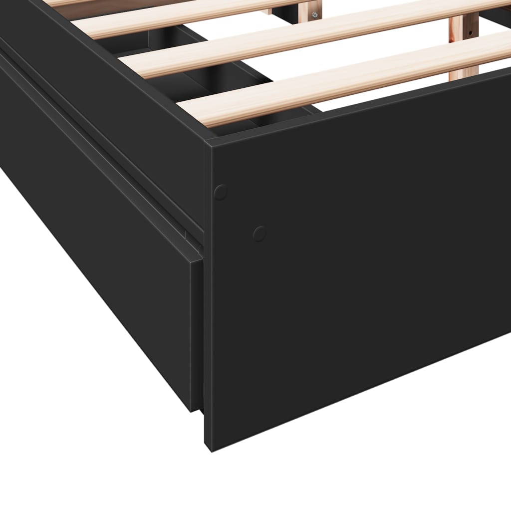 vidaXL Bed Frame with Drawers without Mattress Black 160x200 cm