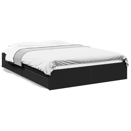 vidaXL Bed Frame with Drawers without Mattress Black 160x200 cm