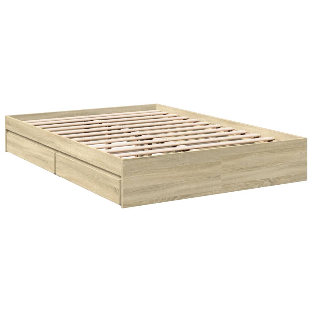 Bed Frame with Drawers without Mattress Sonoma Oak 140x200 cm