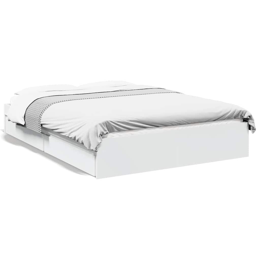 Bed Frame with Drawers without Mattress White 120x200 cm