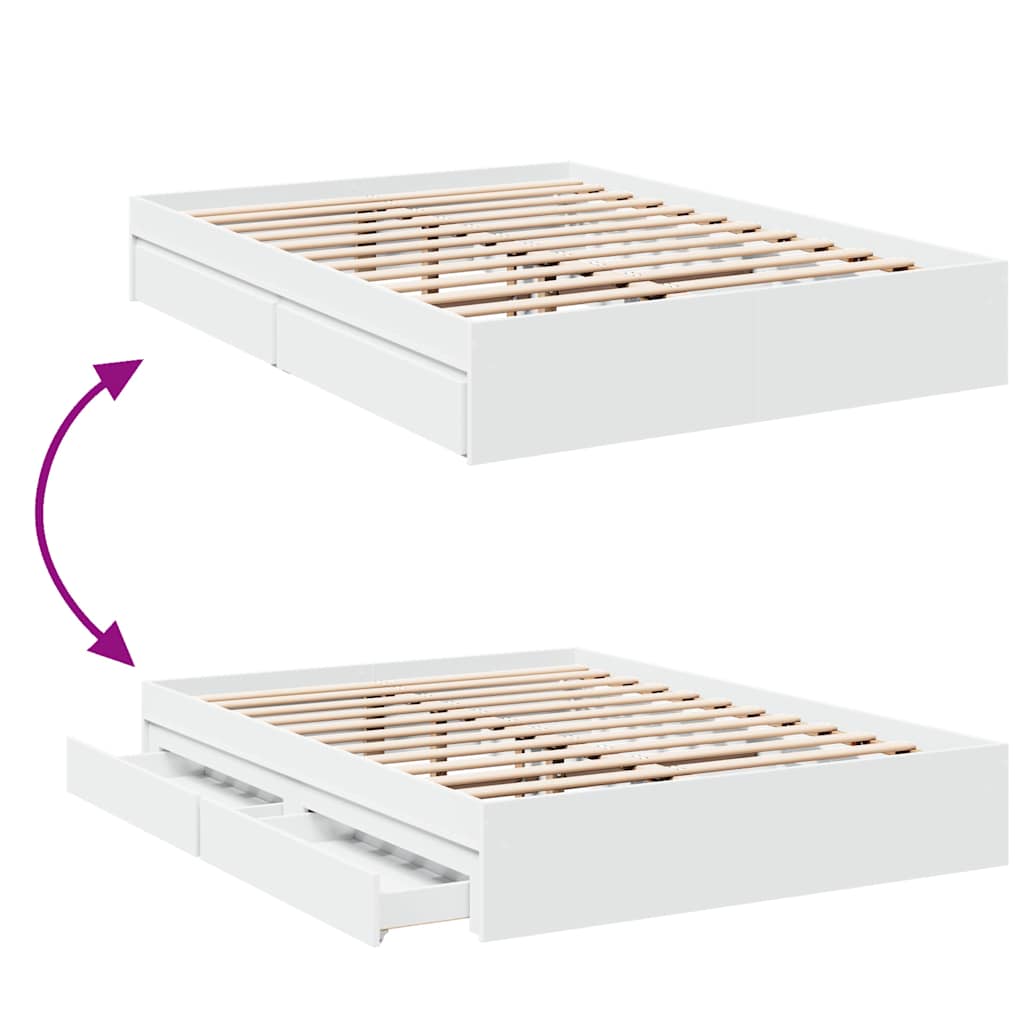 Bed Frame with Drawers without Mattress White 120x200 cm