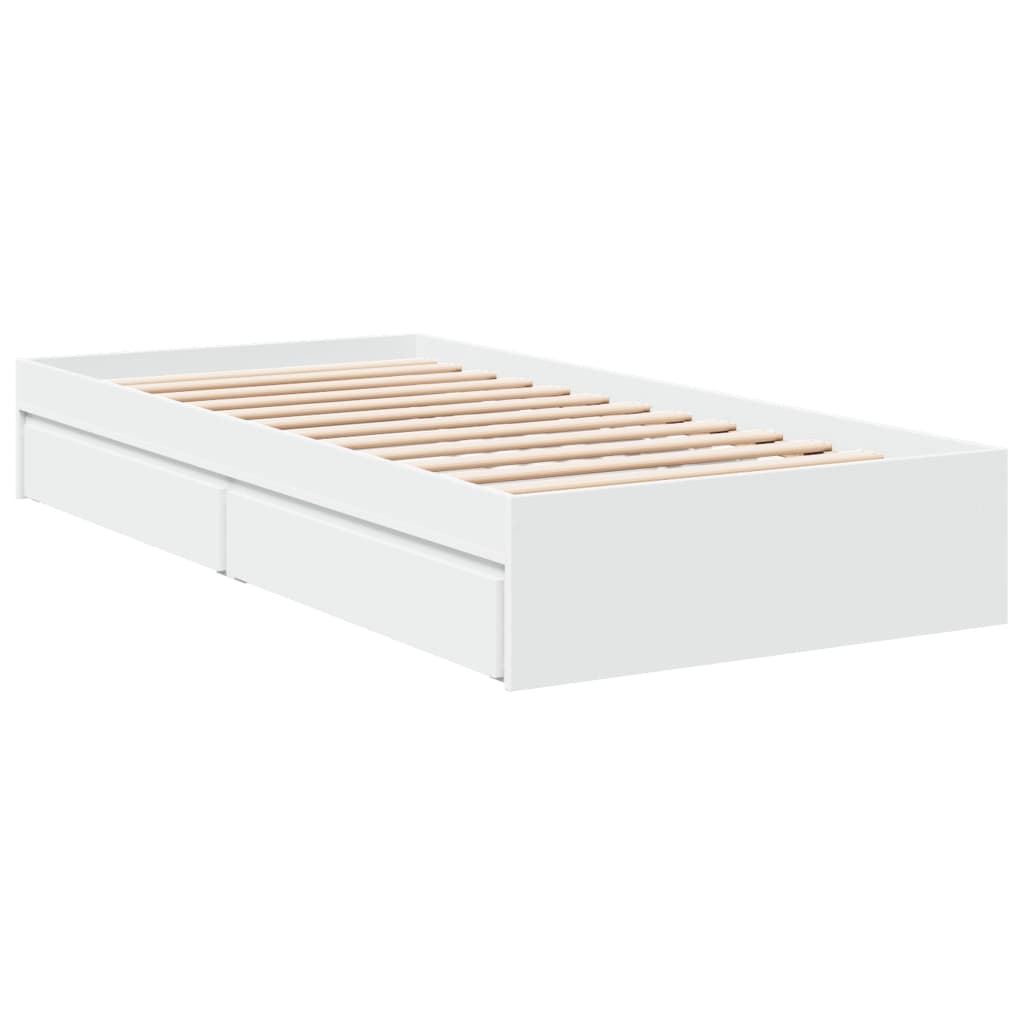 vidaXL Bed Frame with Drawers without Mattress White 100x200 cm