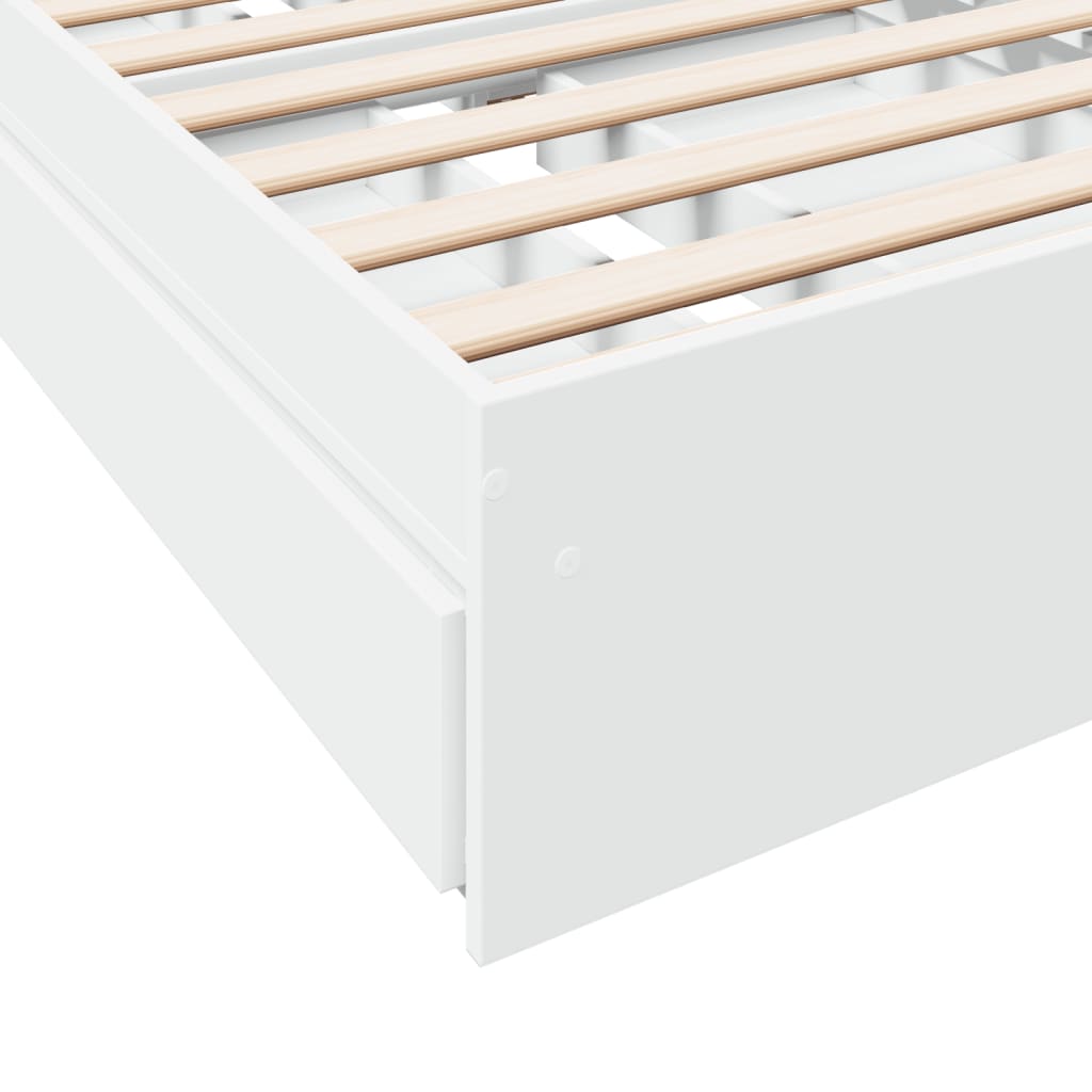 vidaXL Bed Frame with Drawers without Mattress White 100x200 cm