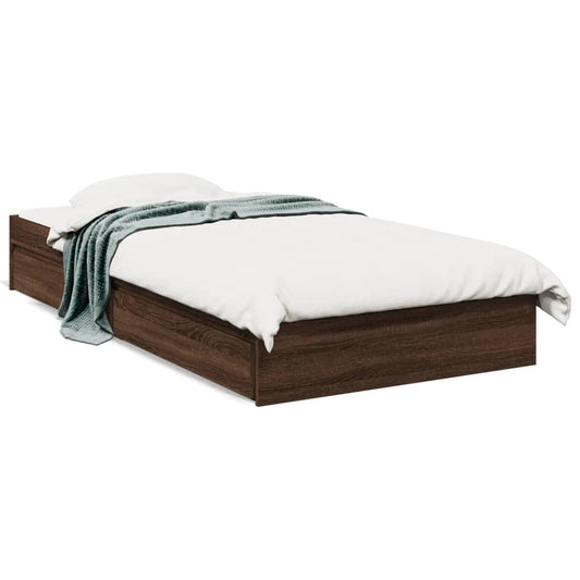 vidaXL Bed Frame with Drawers without Mattress Brown Oak 100x200 cm