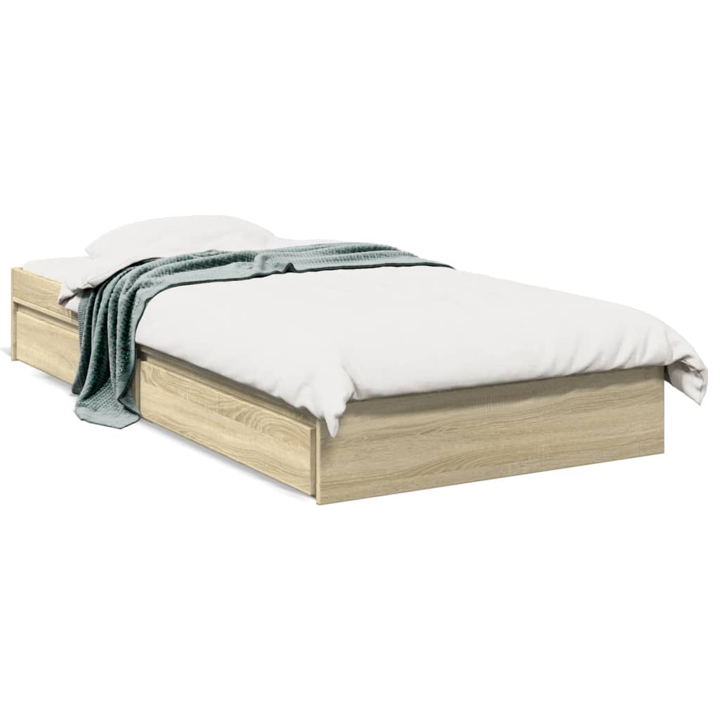 Bed Frame with Drawers without Mattress Sonoma Oak 90x200 cm