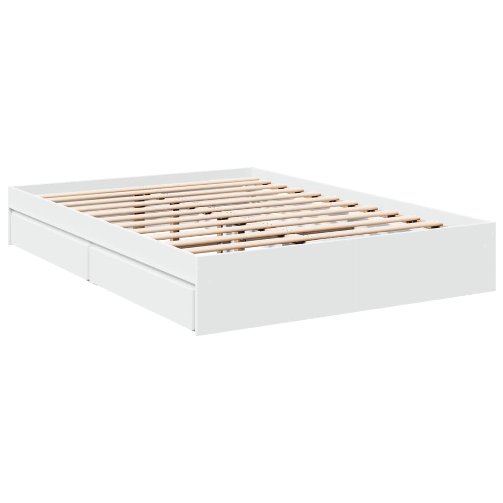 Bed Frame with Drawers without Mattress White 140x190 cm