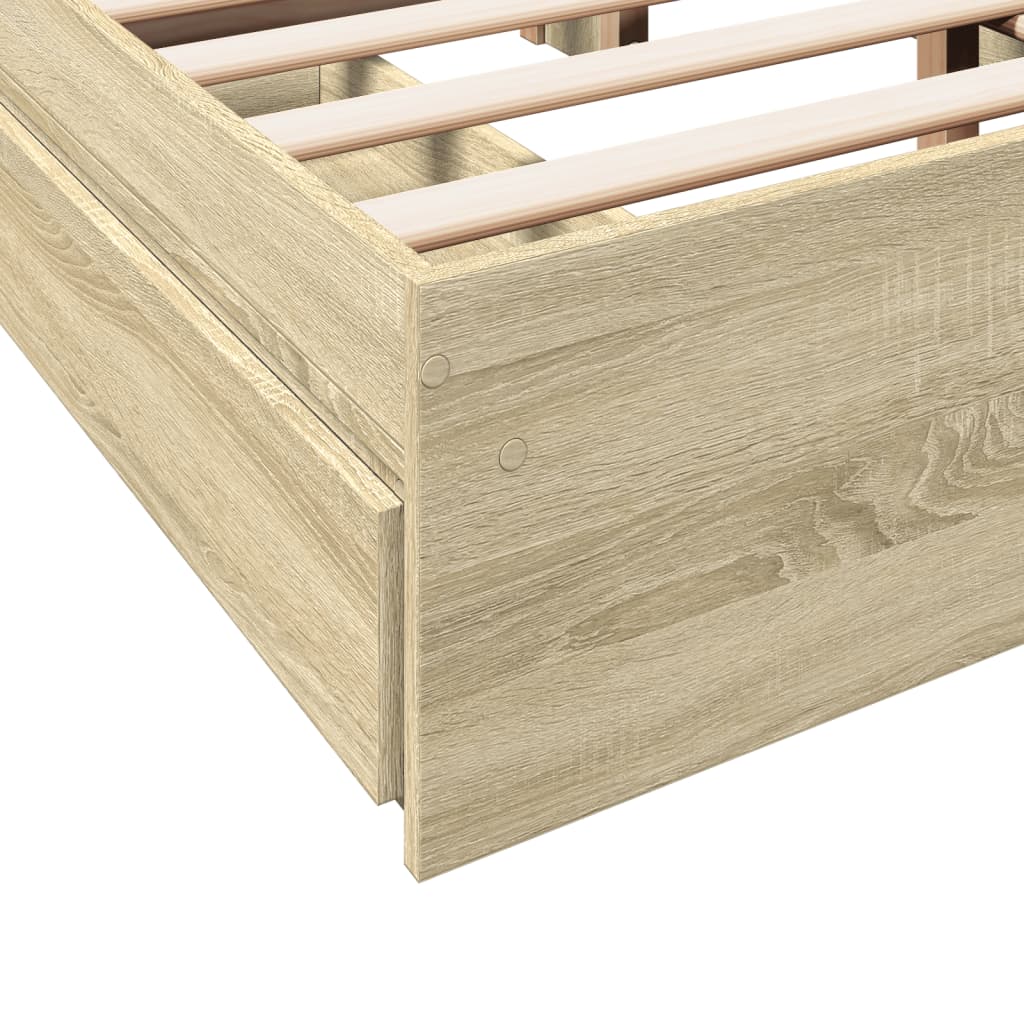 vidaXL Bed Frame with Drawers without Mattress Sonoma Oak 140x190 cm