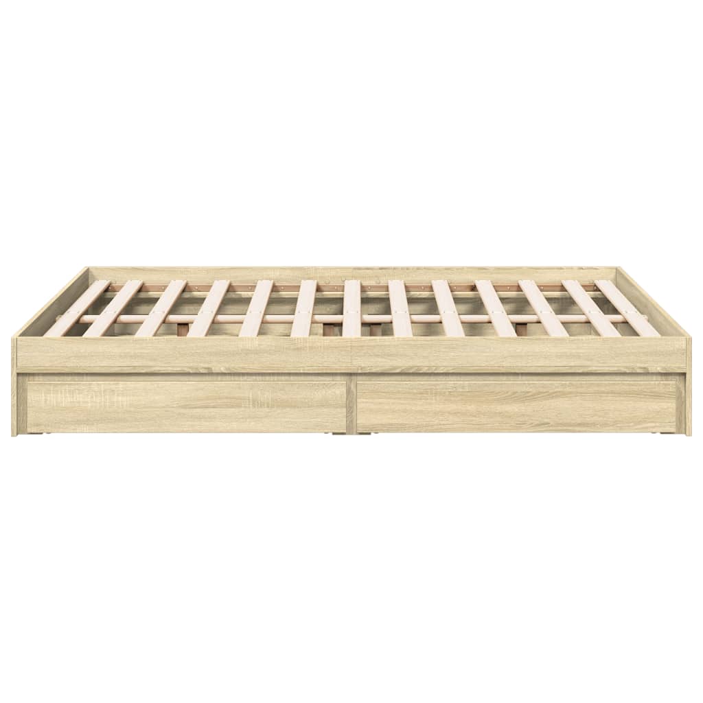 vidaXL Bed Frame with Drawers without Mattress Sonoma Oak 135x190 cm Double