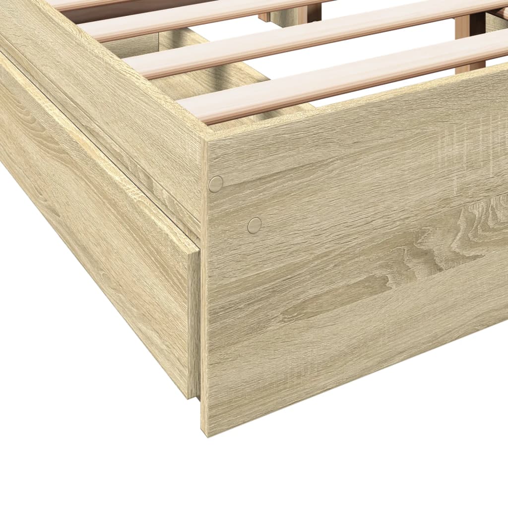 vidaXL Bed Frame with Drawers without Mattress Sonoma Oak 135x190 cm Double