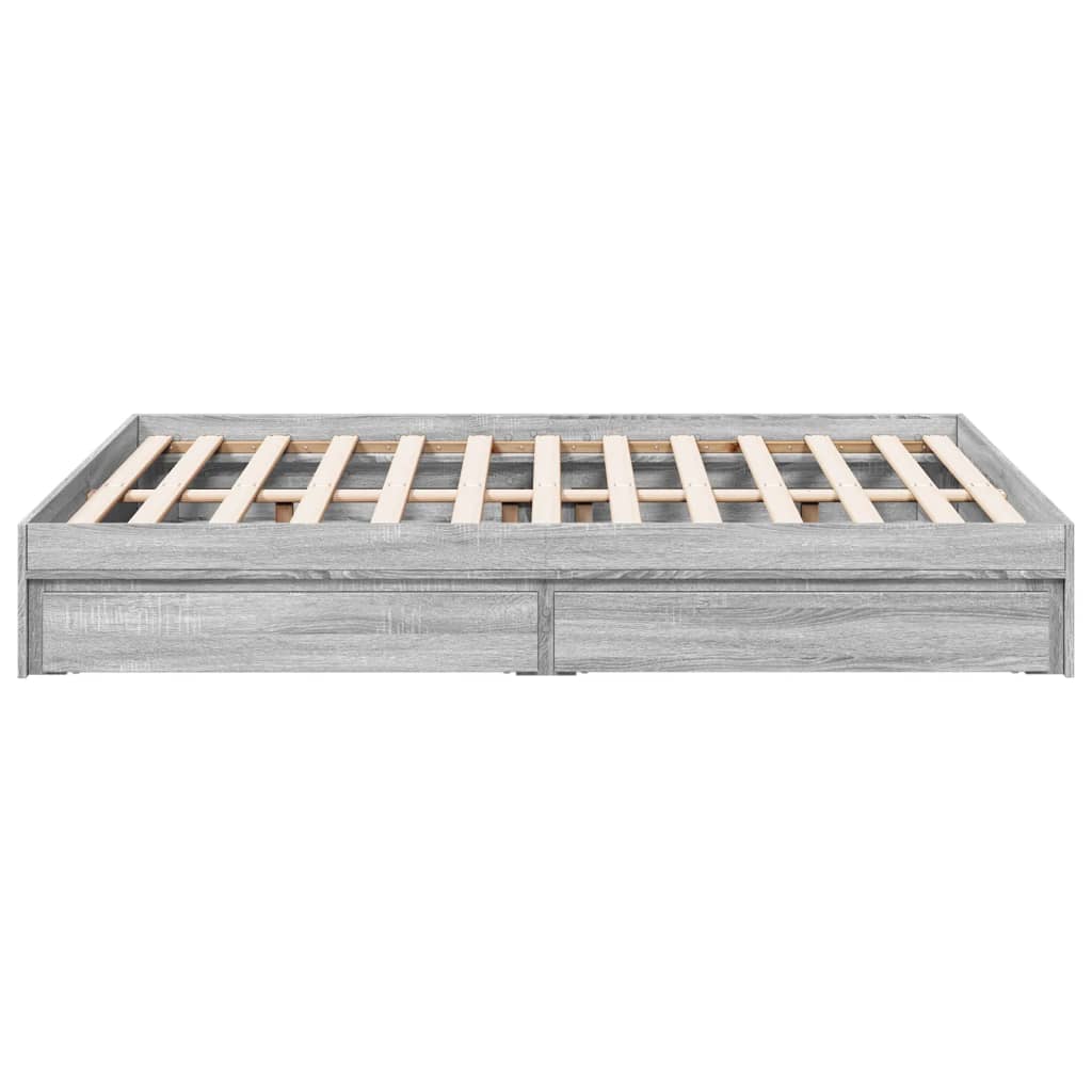 vidaXL Bed Frame with Drawers without Mattress Grey Sonoma 120x190 cm Small Double