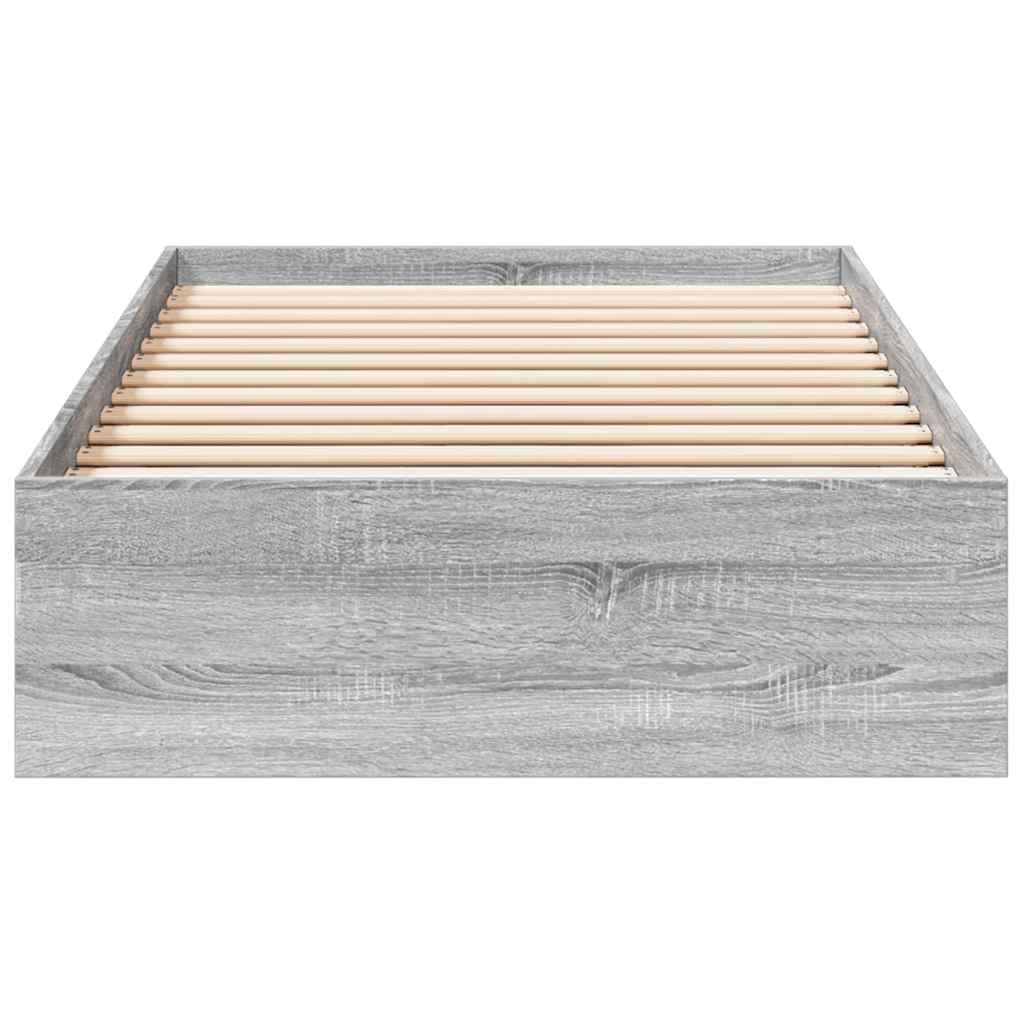 Bed Frame with Drawers without Mattress Grey Sonoma 90x190 cm Single