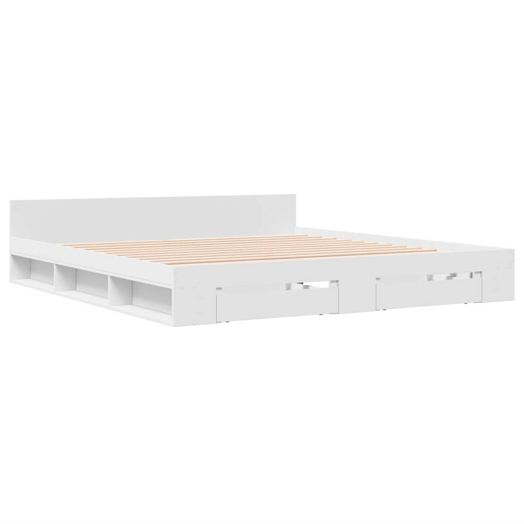 Bed Frame with Drawers without Mattress White 200x200 cm