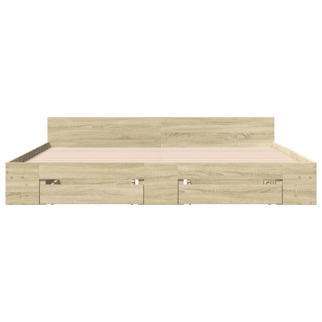 vidaXL Bed Frame with Drawers without Mattress Sonoma Oak 180x200 cm Super King