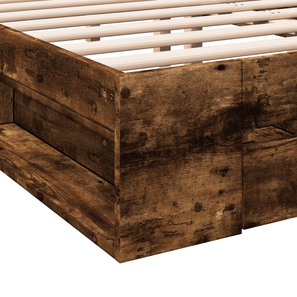 vidaXL Bed Frame with Drawers without Mattress Smoked Oak 180x200 cm Super King