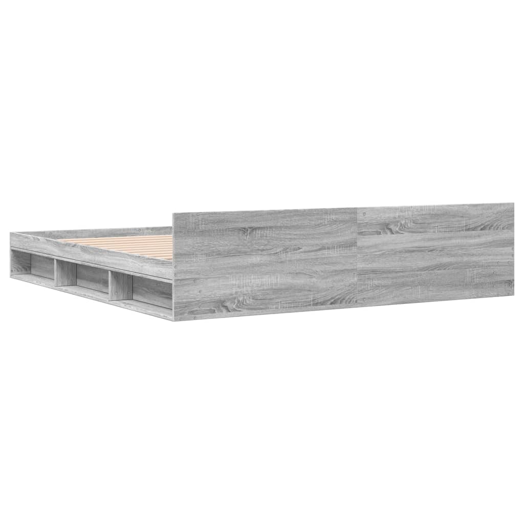 Bed Frame with Drawers without Mattress Grey Sonoma 180x200 cm Super King