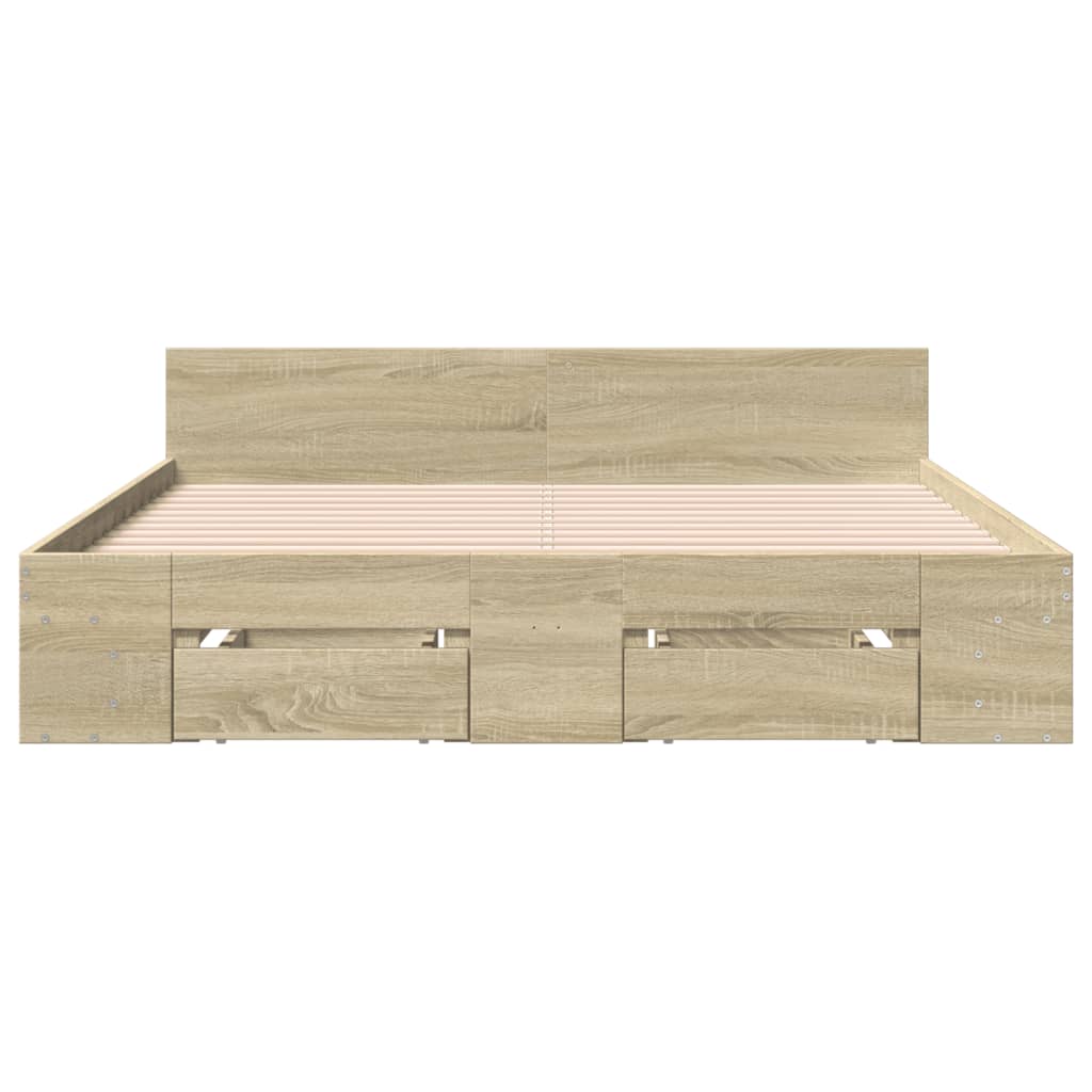 Bed Frame with Drawers without Mattress Sonoma Oak 160x200 cm