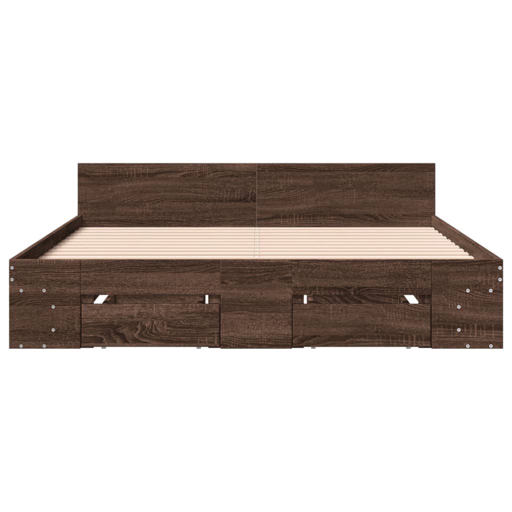 vidaXL Bed Frame with Drawers without Mattress Brown Oak 160x200 cm