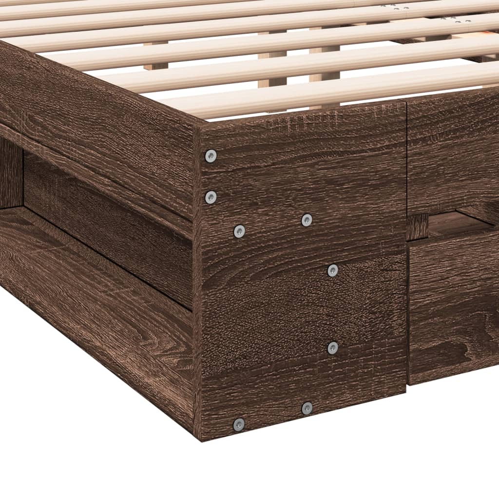 vidaXL Bed Frame with Drawers without Mattress Brown Oak 160x200 cm