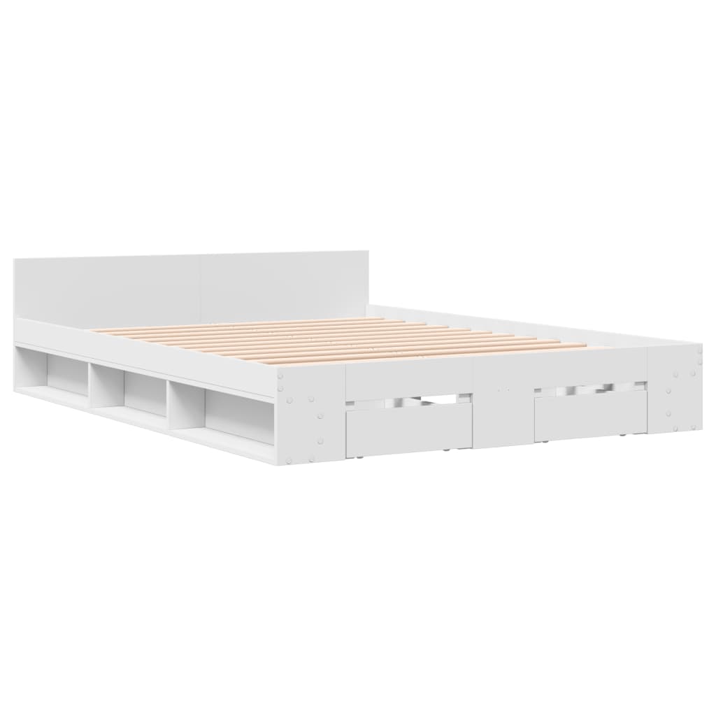 vidaXL Bed Frame with Drawers without Mattress White 120x200 cm