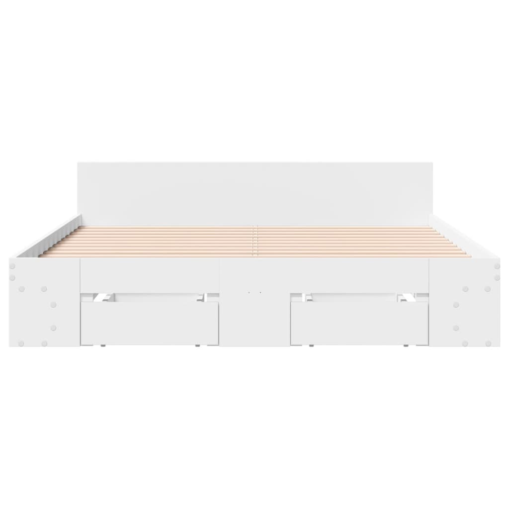 vidaXL Bed Frame with Drawers without Mattress White 120x200 cm