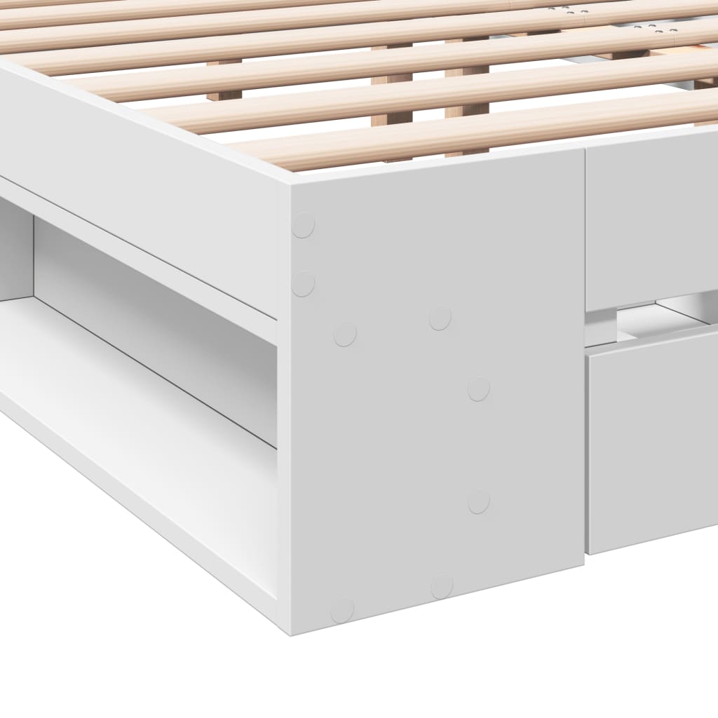 vidaXL Bed Frame with Drawers without Mattress White 120x200 cm