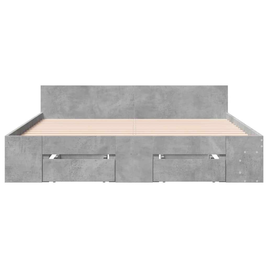 vidaXL Bed Frame with Drawers without Mattress Concrete Grey 140x190 cm