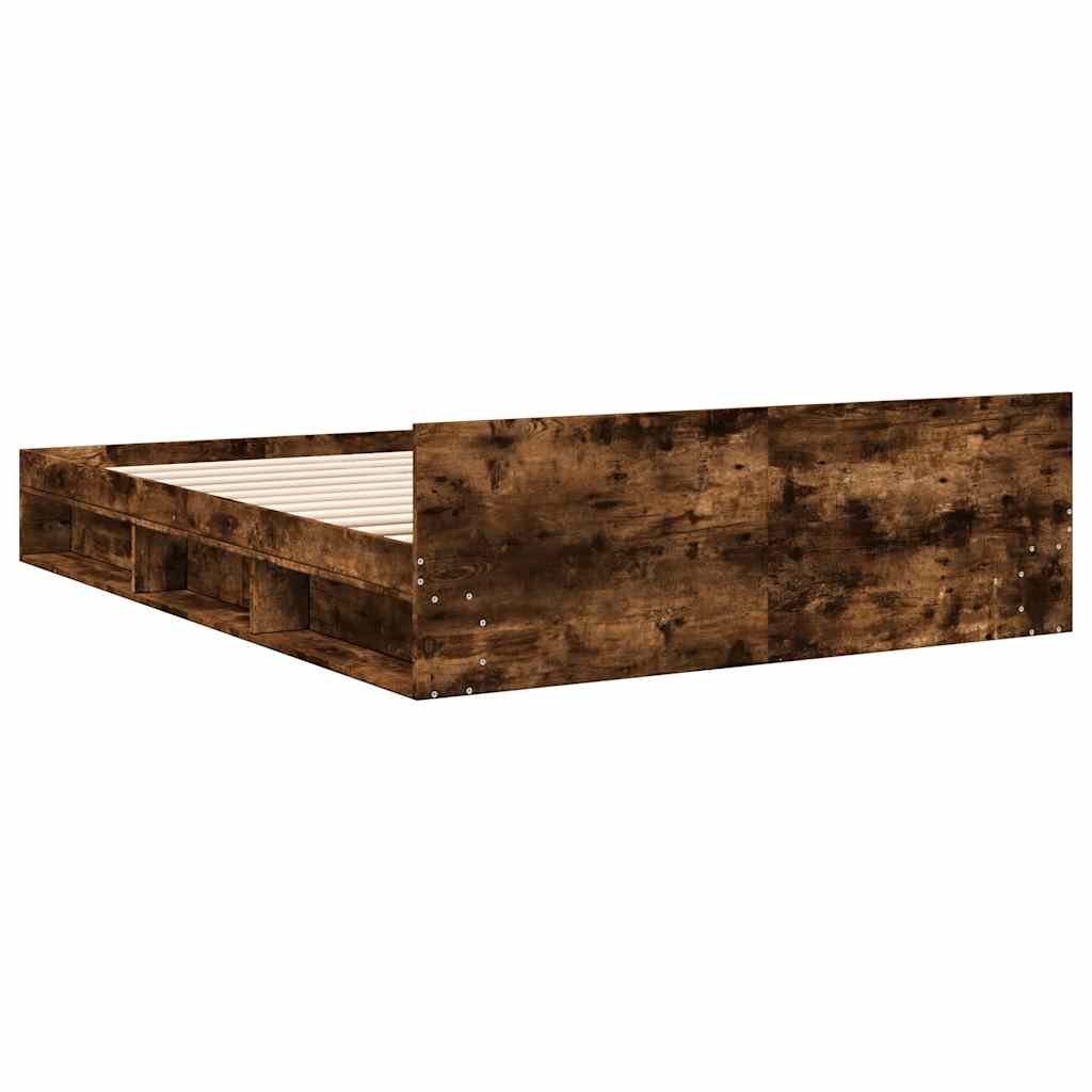 Bed Frame with Drawers without Mattress Smoked Oak 140x190 cm