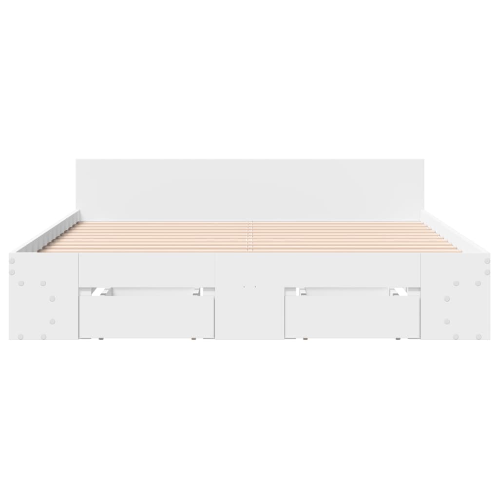 vidaXL Bed Frame with Drawers without Mattress White 135x190 cm Double