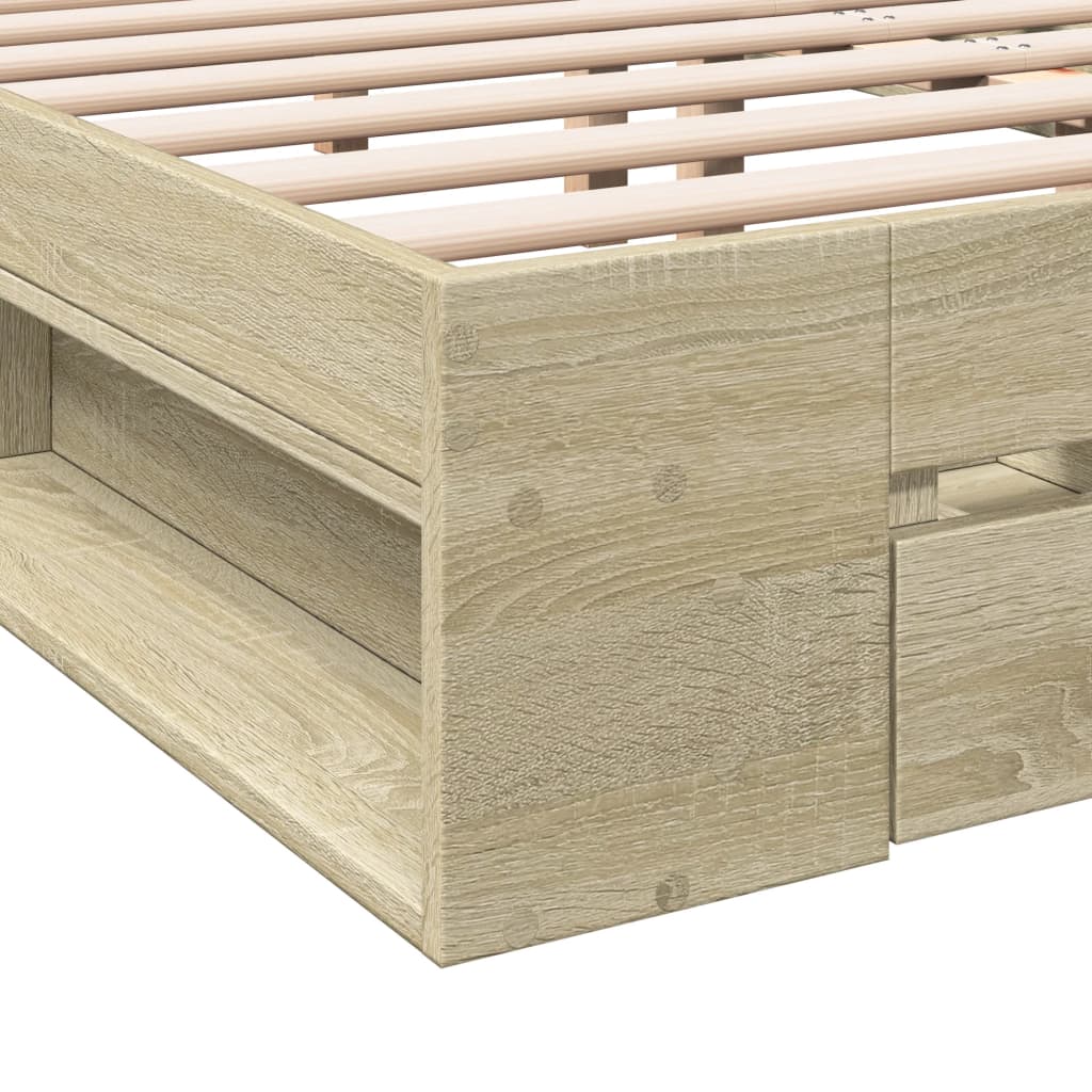 Bed Frame with Drawers without Mattress Sonoma Oak 135x190 cm Double