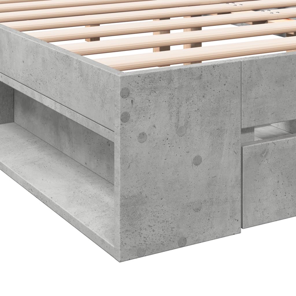 Bed Frame with Drawers without Mattress Concrete Grey 135x190 cm Double