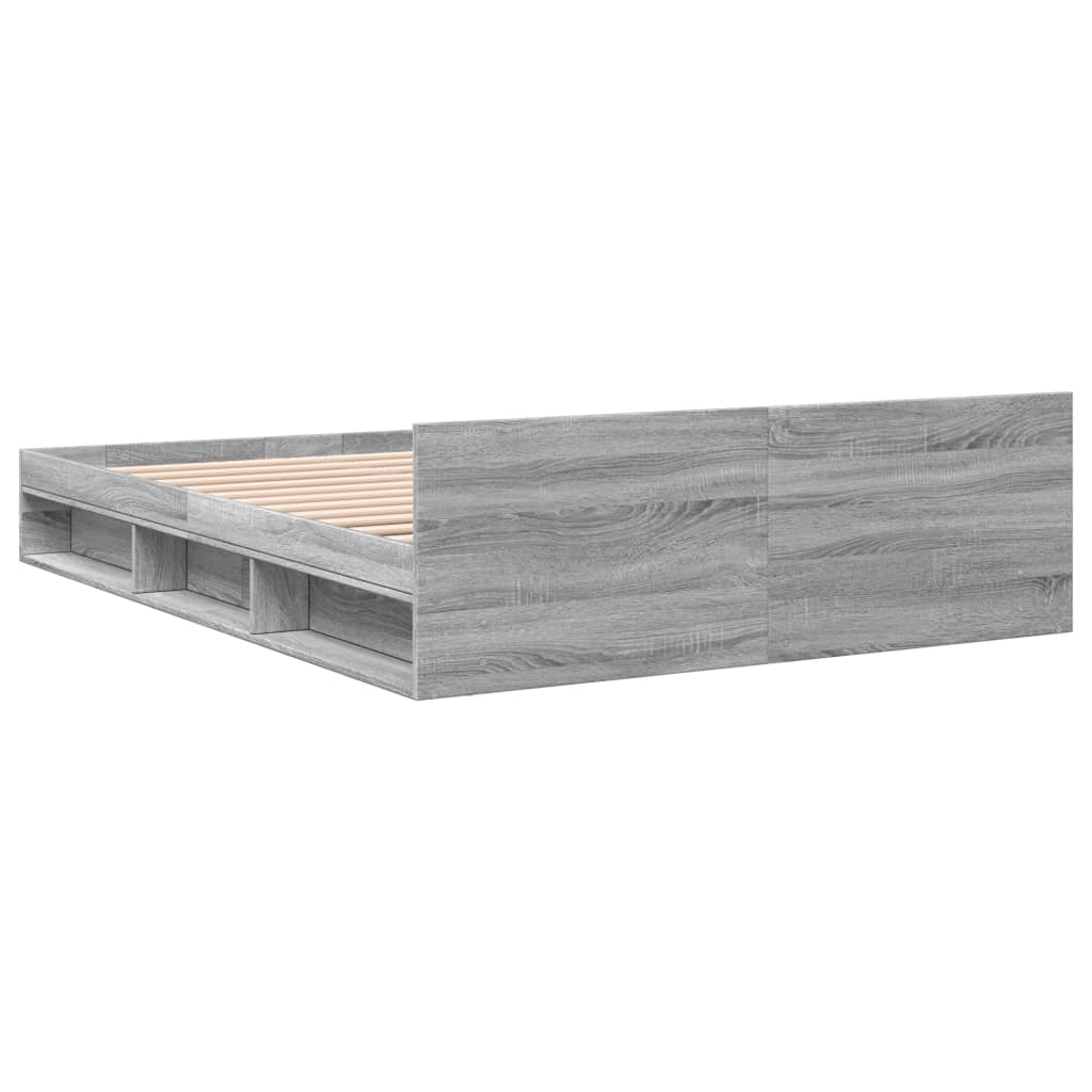 Bed Frame with Drawers without Mattress Grey Sonoma 135x190 cm Double