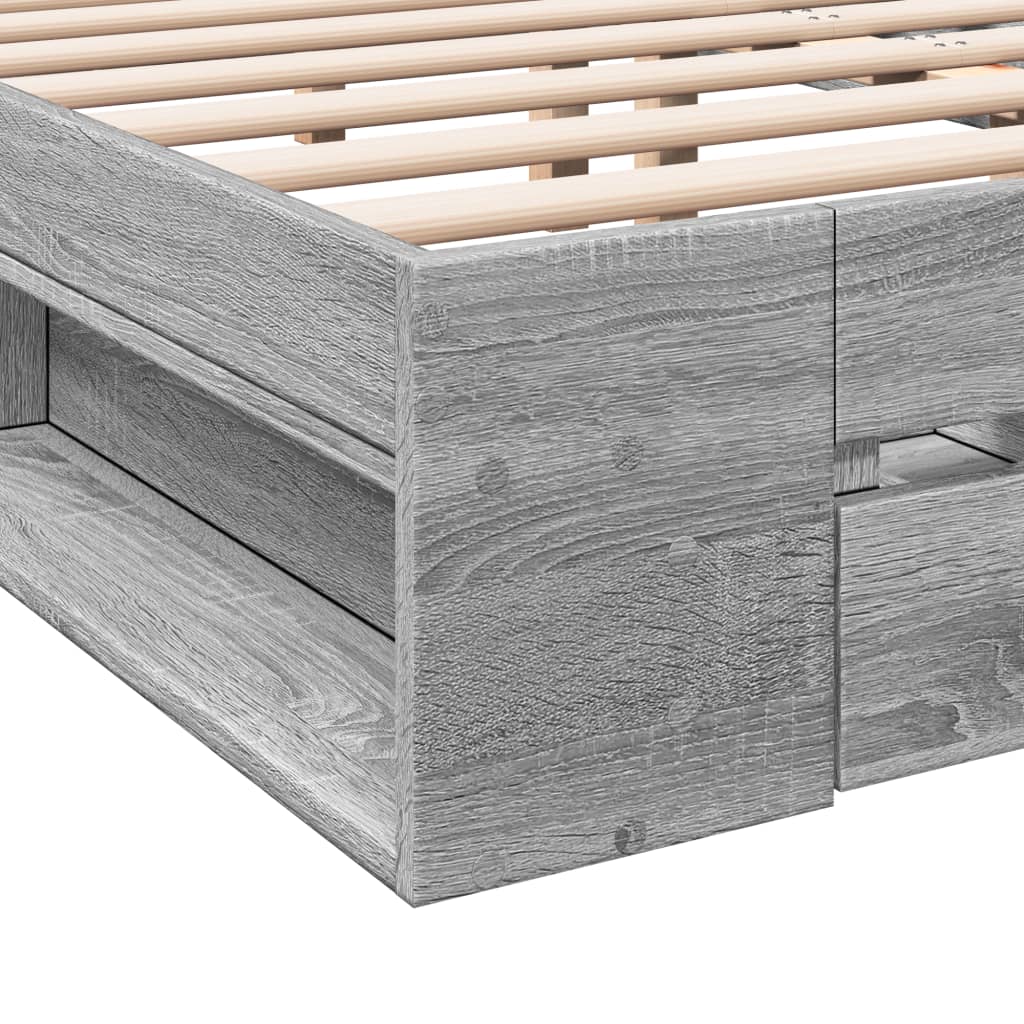 Bed Frame with Drawers without Mattress Grey Sonoma 135x190 cm Double