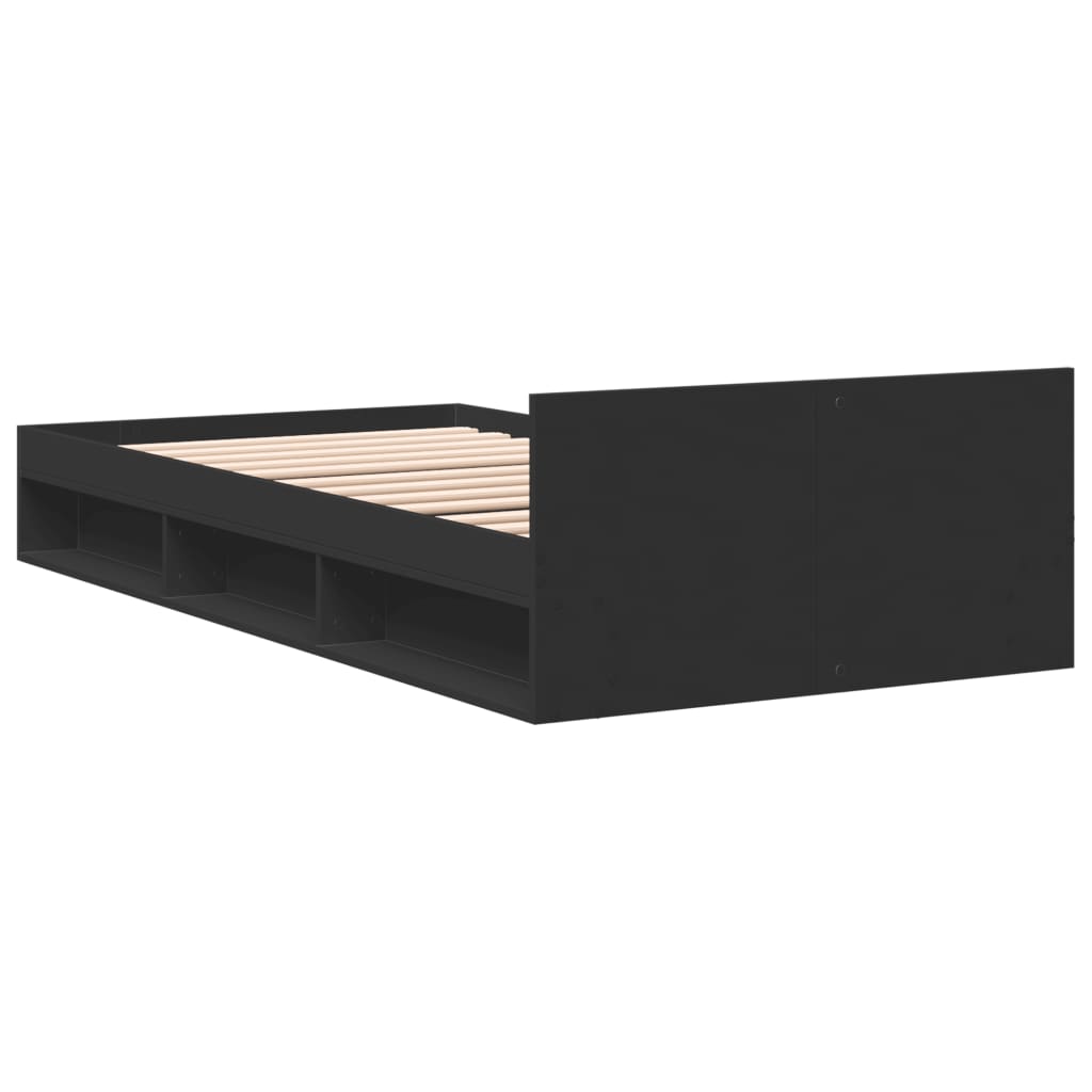 Bed Frame with Drawer without Mattress Black 90x190 cm Single