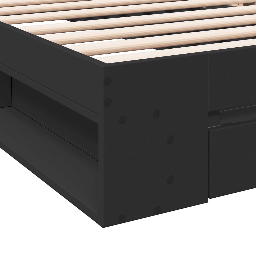 Bed Frame with Drawer without Mattress Black 90x190 cm Single