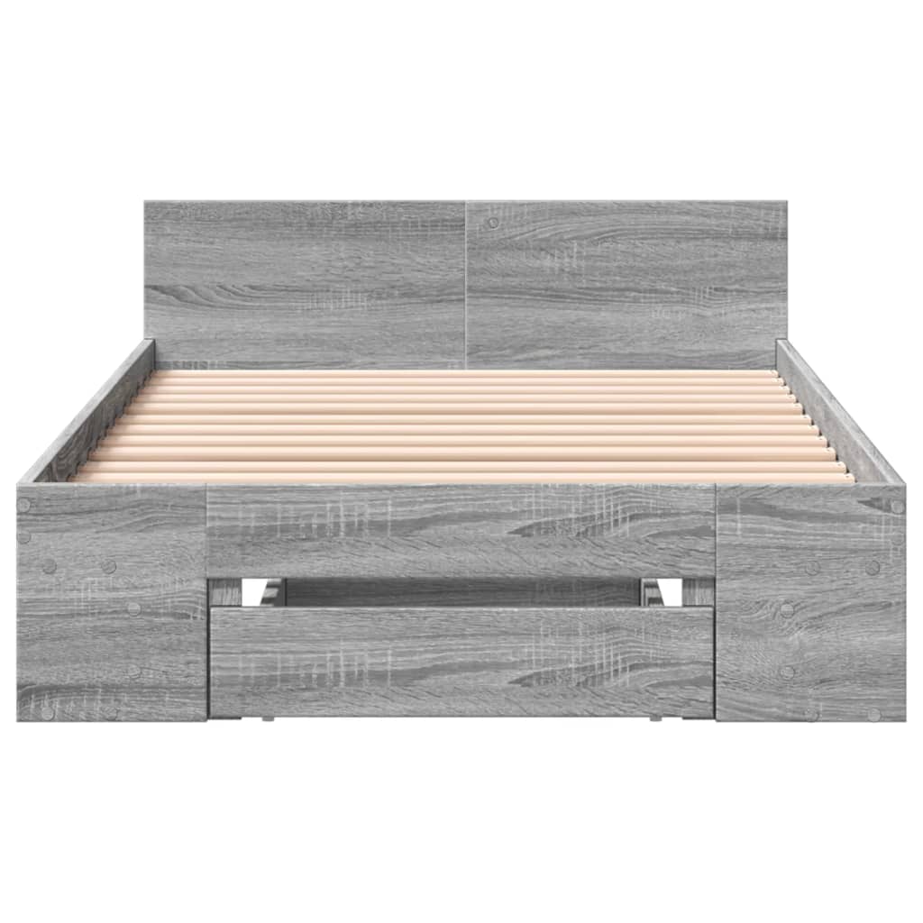 vidaXL Bed Frame with Drawer without Mattress Grey Sonoma 90x190 cm Single