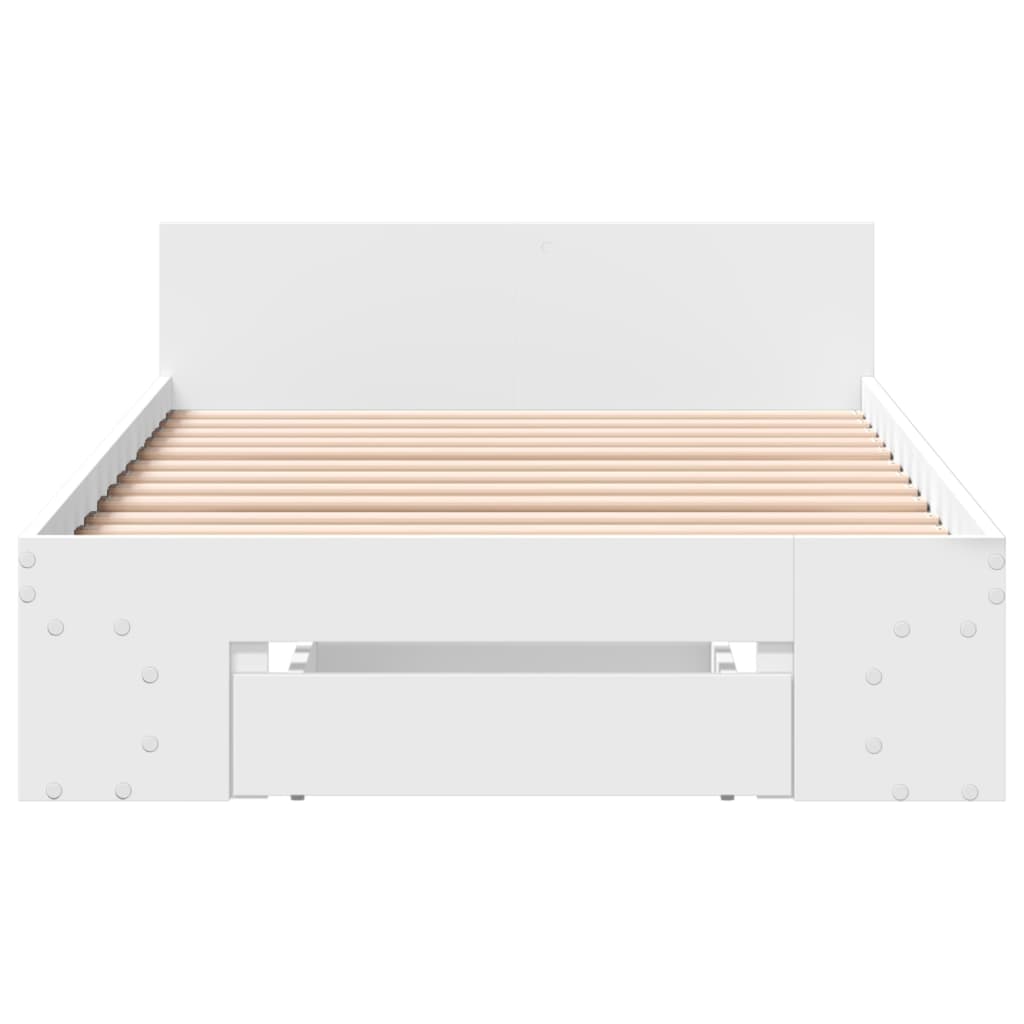 Bed Frame with Drawer without Mattress White 100x200 cm
