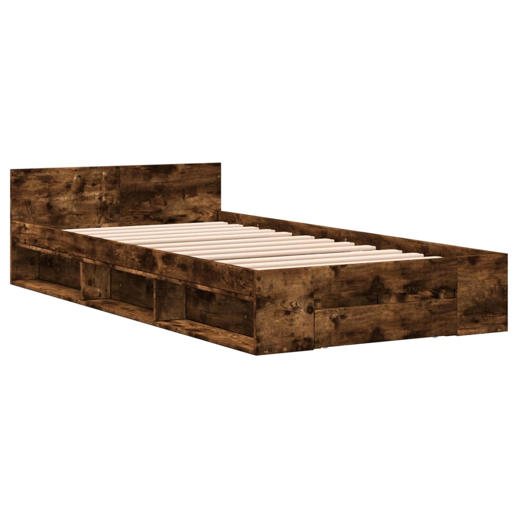 vidaXL Bed Frame with Drawer without Mattress Smoked Oak 90x200 cm