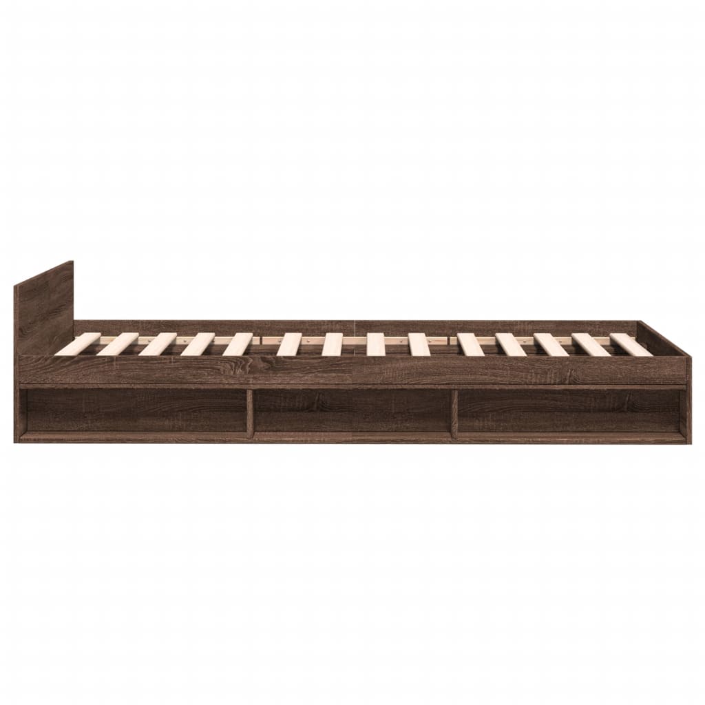 Bed Frame with Drawer without Mattress Brown Oak 75x190 cm Small Single