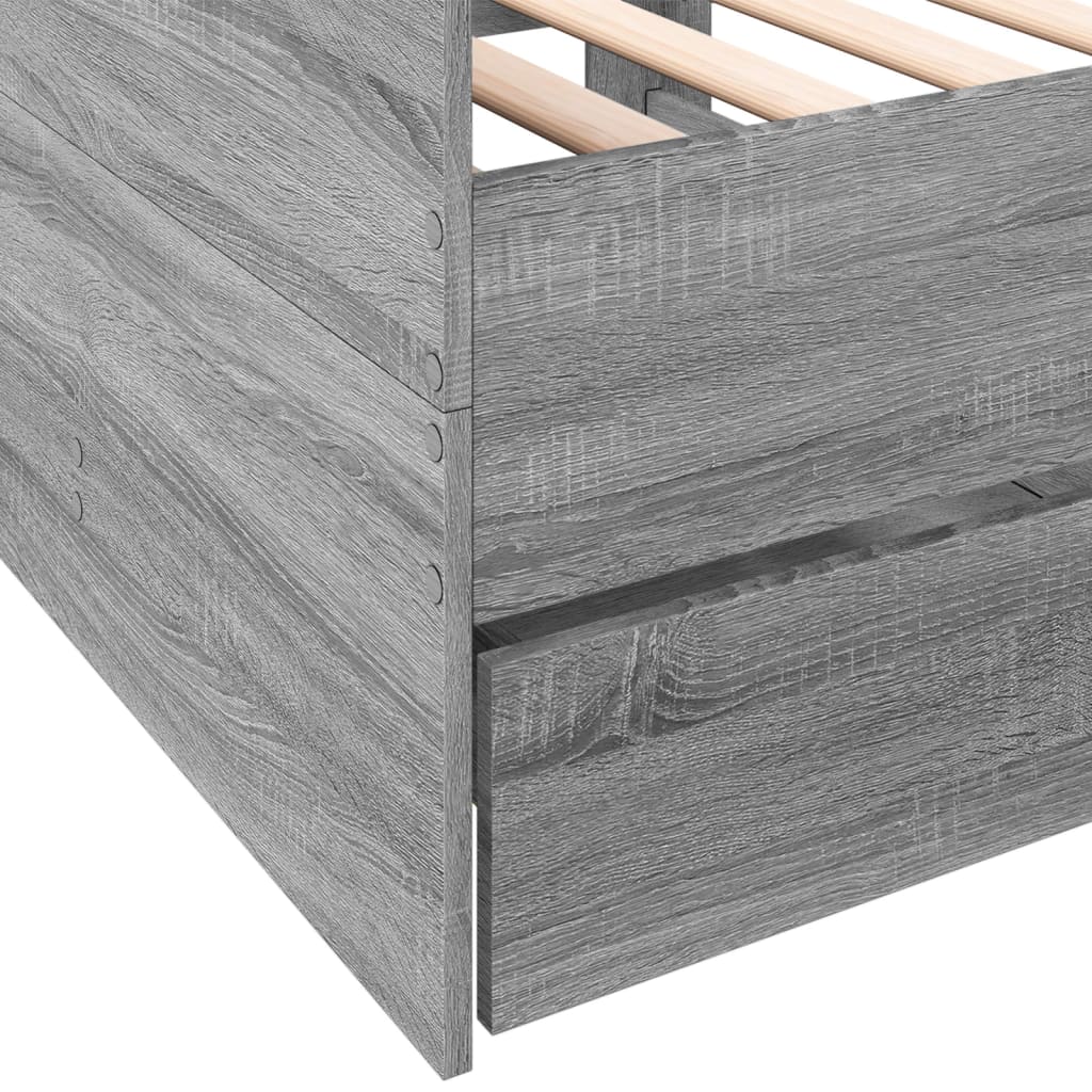 Daybed with Drawers without Mattress Grey Sonoma 100x200 cm