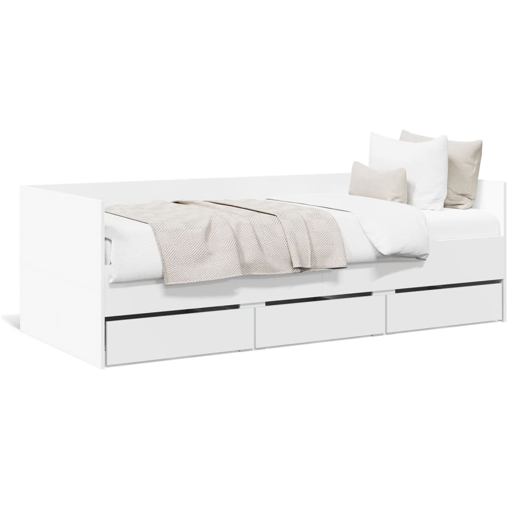 vidaXL Daybed with Drawers without Mattress White 90x200 cm