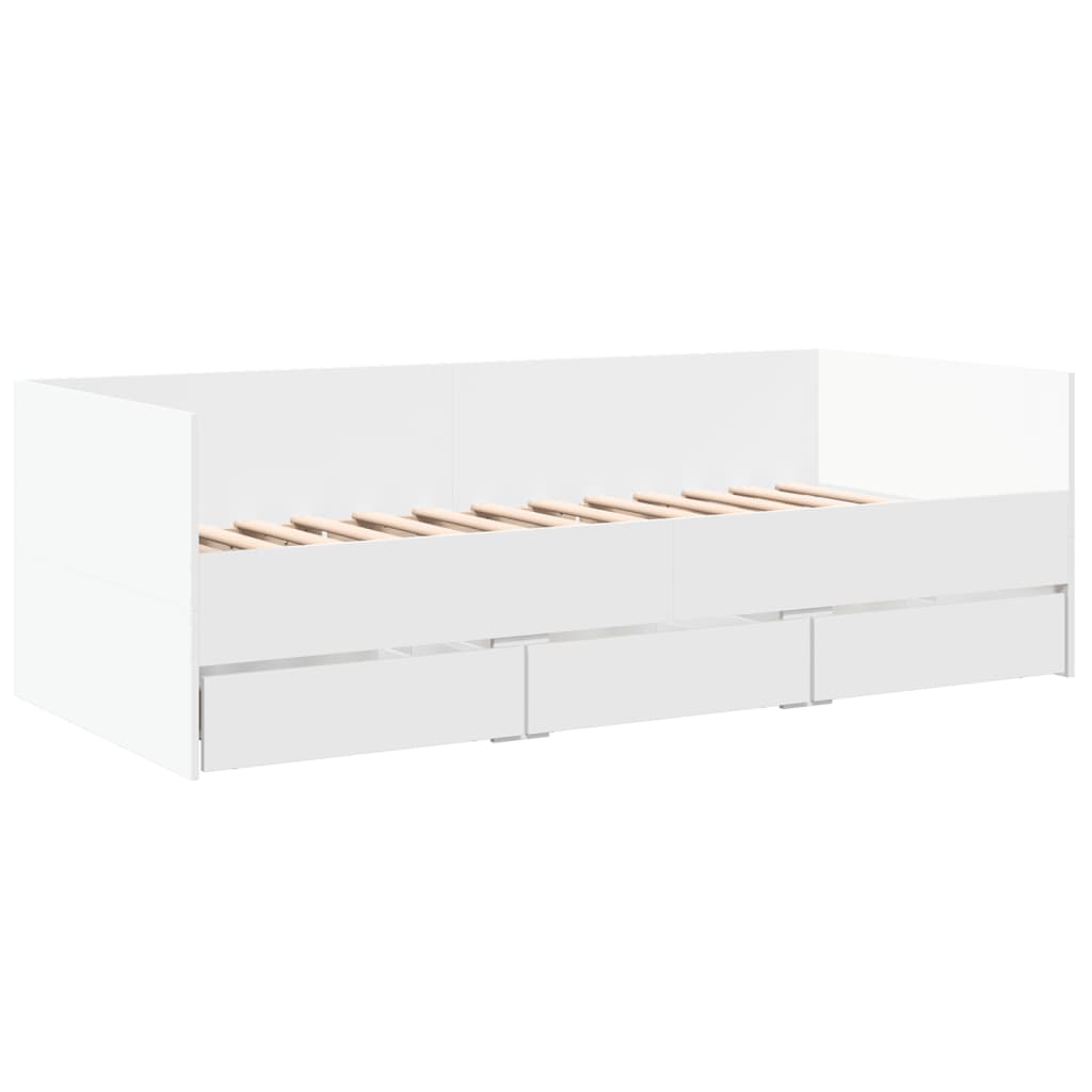 vidaXL Daybed with Drawers without Mattress White 90x200 cm