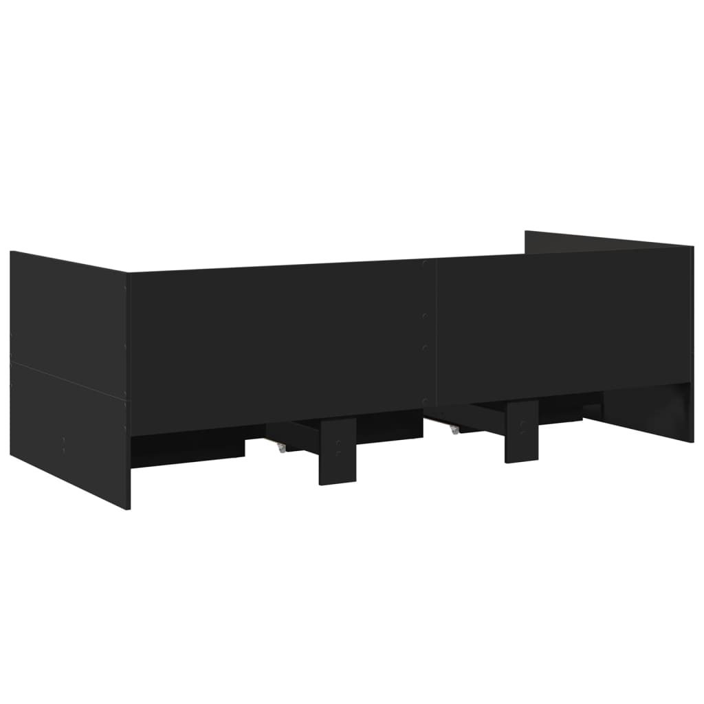 vidaXL Daybed with Drawers without Mattress Black 90x190 cm Single