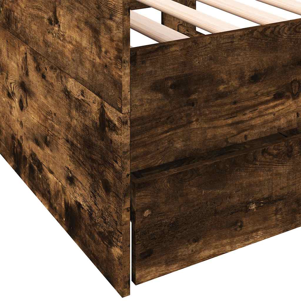 Daybed with Drawers without Mattress Smoked Oak 90x190 cm Single
